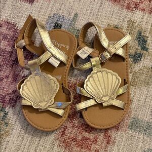 Kids Gold Sandals with Shell Design